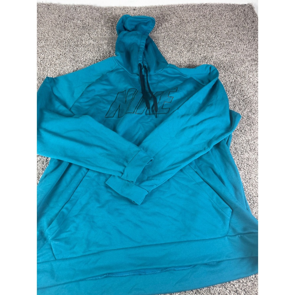 Nike Dri-FIT Mens XXL Teal Blue Graphic Logo Pullover Hoodie Sweatshirt XXL